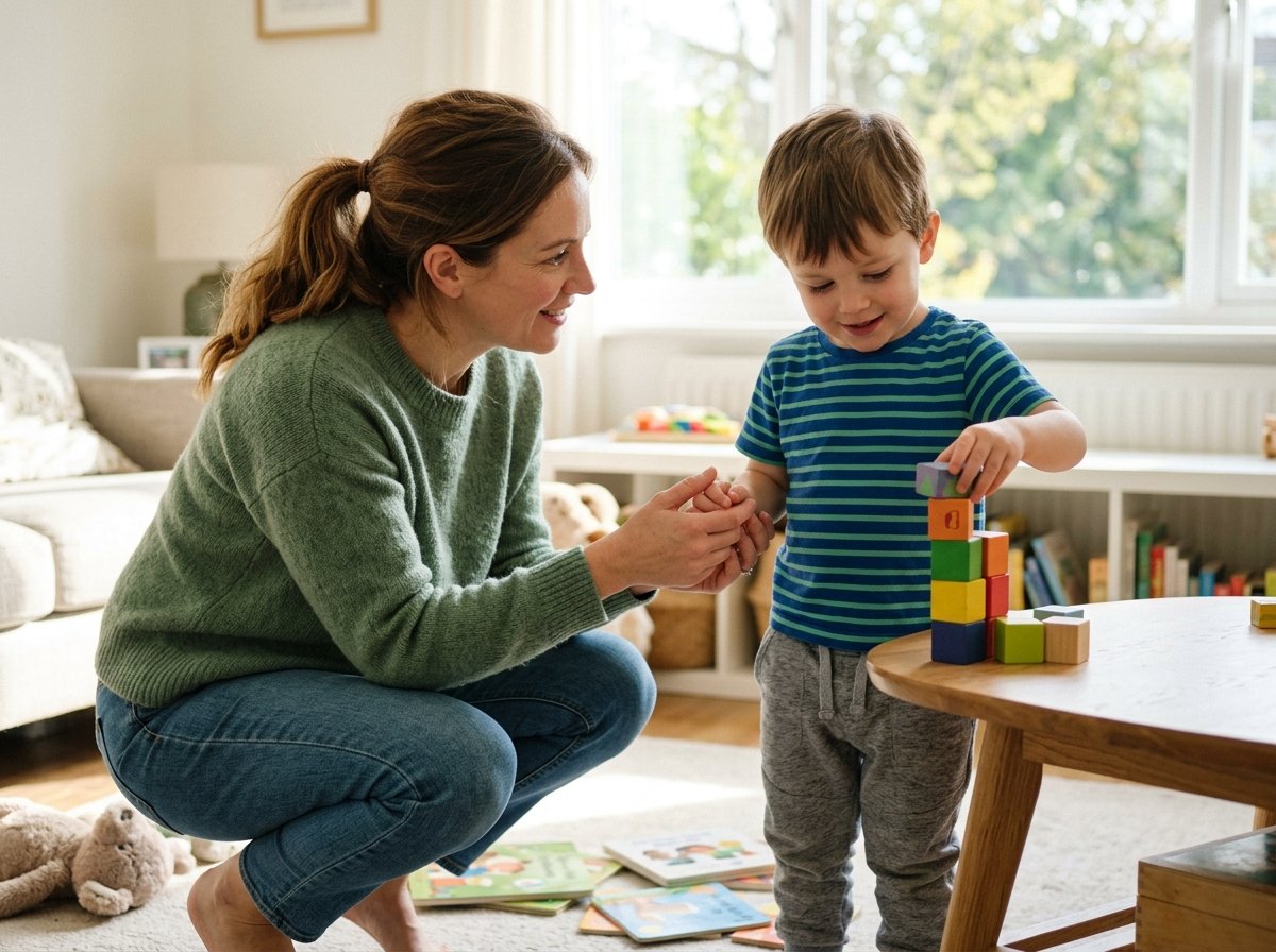 mãe aplicando educação positiva