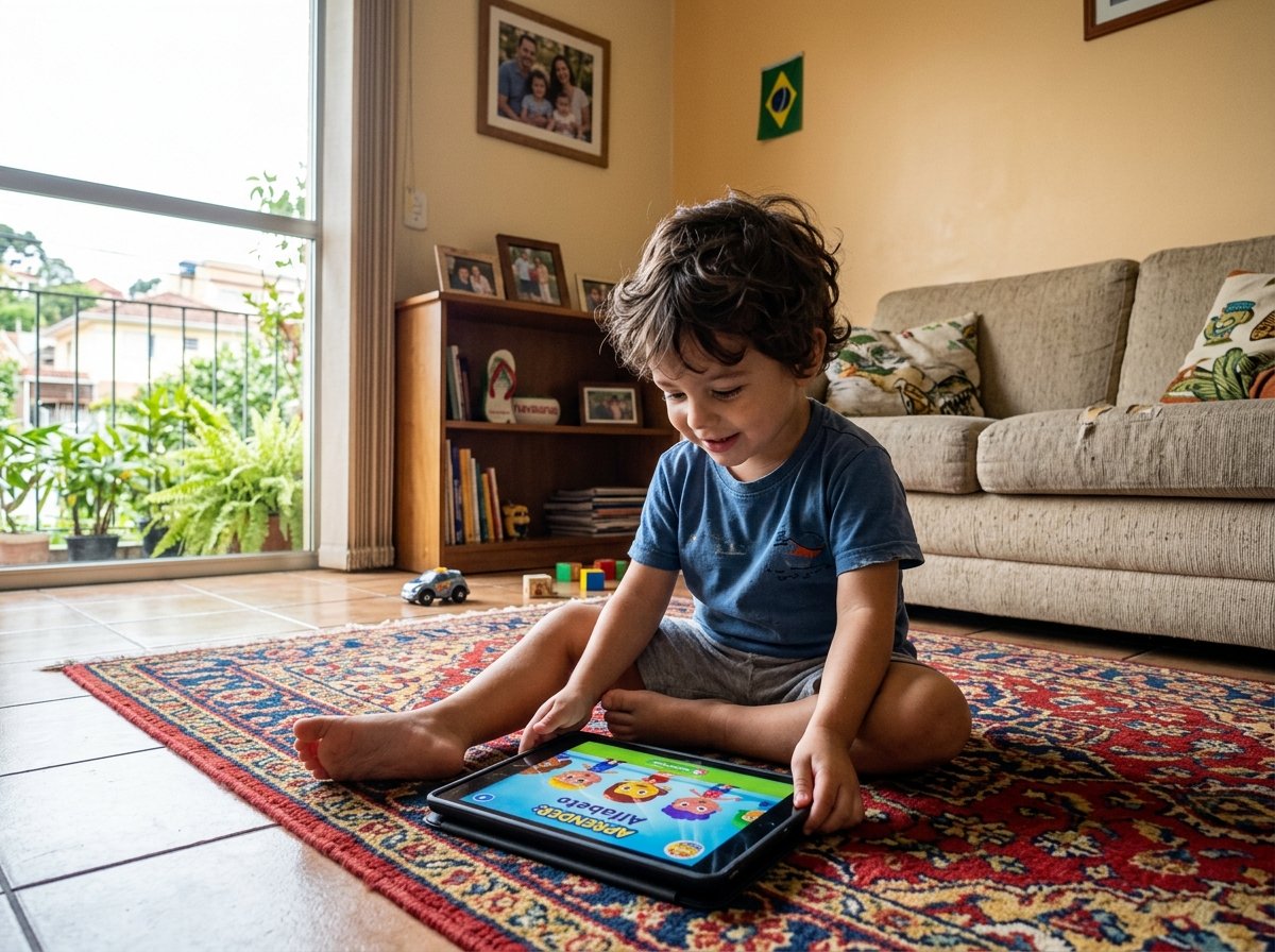 criança olhando o tablet