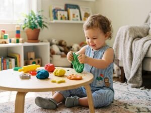 bebê brincando com a massinha