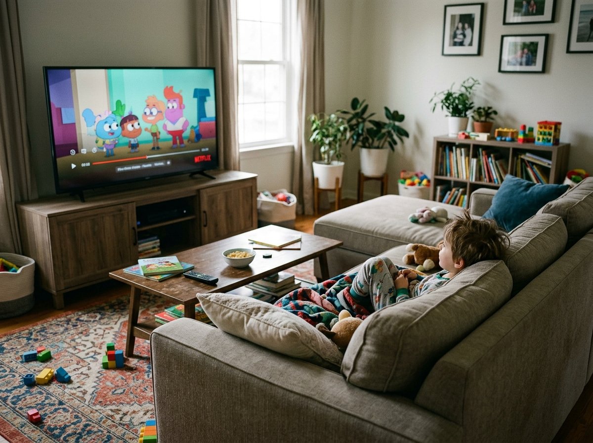 criança assistindo tv na netflix