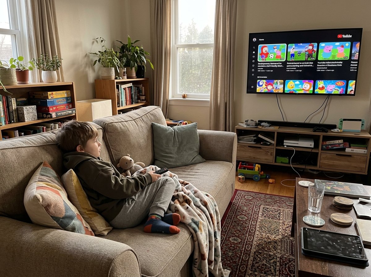 criança assistindo tv no youtube